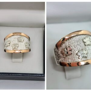 Anillo patitas en plata y oro