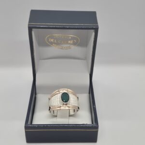 Anillo de plata 925 con Crisopacio y apliques en Oro10k