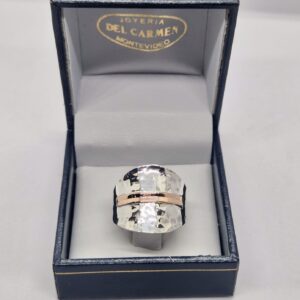 Anillo de Plata 925 con Aplique Central en Oro 10k