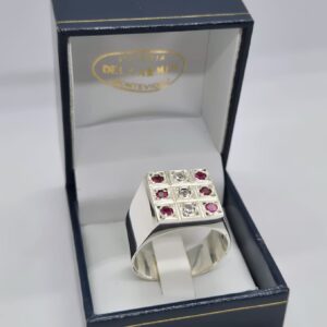 Anillo de Plata 925 Cuadrado con Circonias