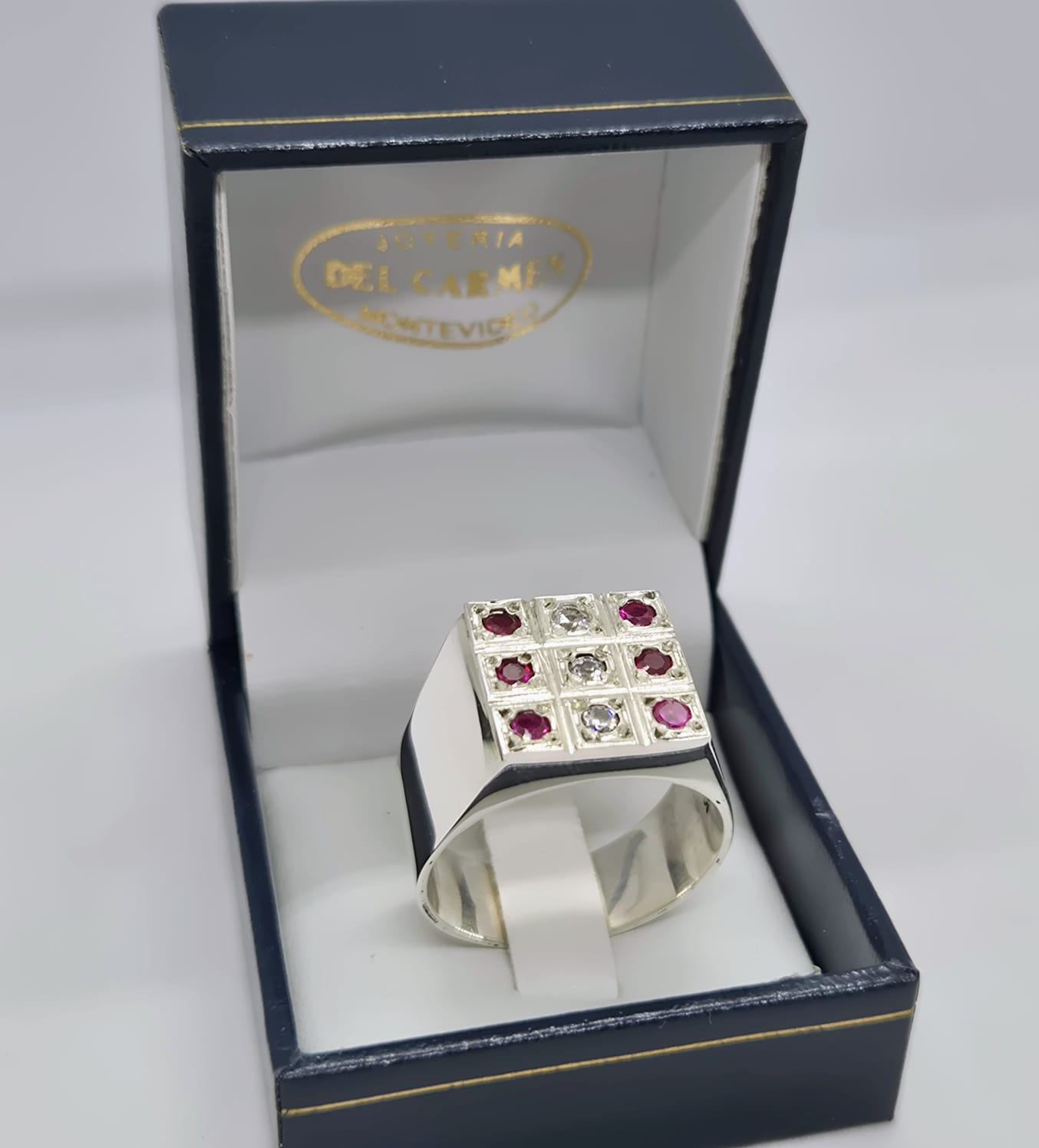 Anillo de Plata 925 Cuadrado con Circonias