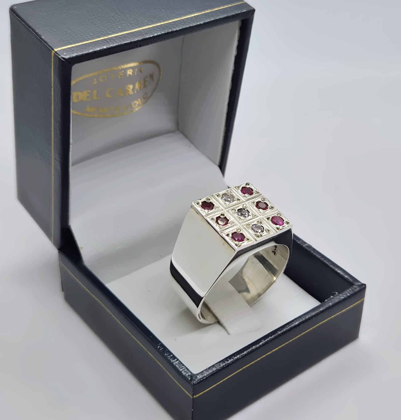 Anillo de Plata 925 Cuadrado con Circonias - Imagen 3