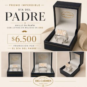 PROMO IMPERDIBLE Anillo en plata con letras en relieve en ORO
